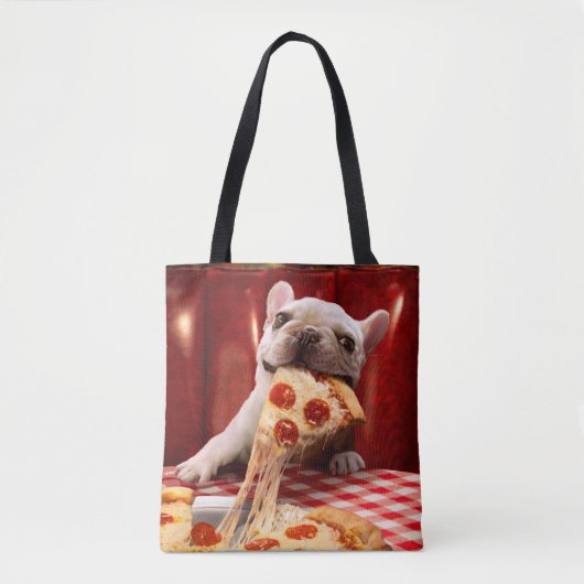 Dog Eating Pizza Slice Tote Bag (Voorkant)