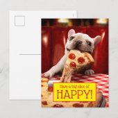 Dog Eating Pizza Slice Uitnodiging Briefkaart (Voorkant / Achterkant)
