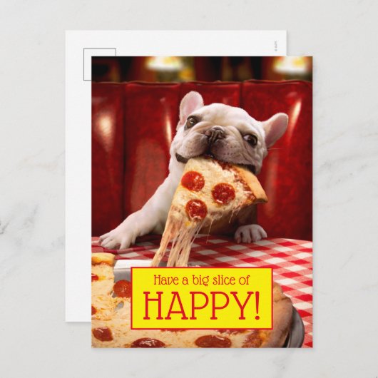 Dog Eating Pizza Slice Uitnodiging Briefkaart (Voorkant / Achterkant)