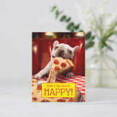 Dog Eating Pizza Slice Uitnodiging Briefkaart (Staand voorkant)