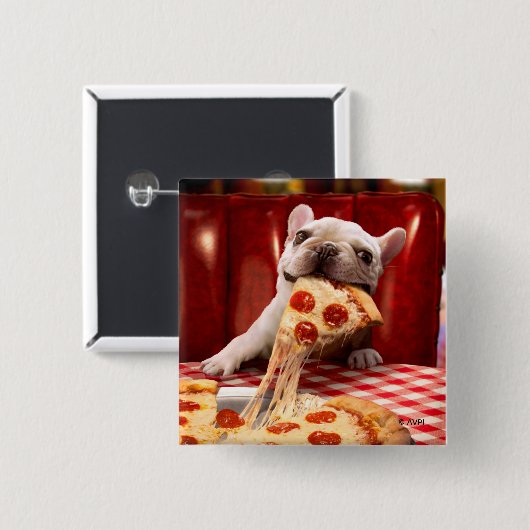 Dog Eating Pizza Slice Vierkante Button 5,1 Cm (Voorkant /achterkant)