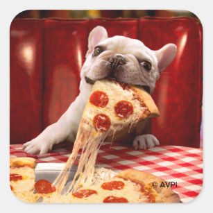 Dog Eating Pizza Slice Vierkante Sticker