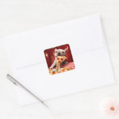 Dog Eating Pizza Slice Vierkante Sticker (Envelop)