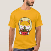 Dog Eating Ramen Cute Kawaii Noodle T-shirt (Voorkant)