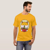 Dog Eating Ramen Cute Kawaii Noodle T-shirt (Voorkant volledig)