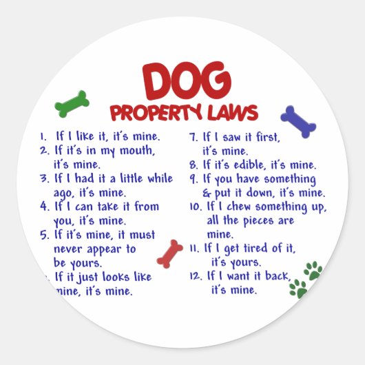 DOG Eigendomwetten 2 Ronde Sticker (Voorkant)