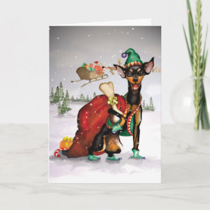 Dog Elf - Miniatuur Pinscher-kerstkaart Feestdagen Kaart
