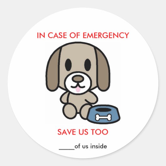 Dog Emergency opslaan Ronde Sticker (Voorkant)