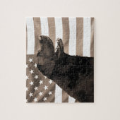 Dog en Amerikaanse vlag Legpuzzel (Verticaal)