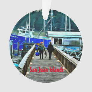 Dog en Boaters San Juan-eilanden Acrylversiering Ornament