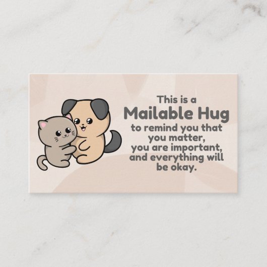Dog en Cat Hugging Mailable Hug Insert-kaarten Contactkaartje (Voorkant)