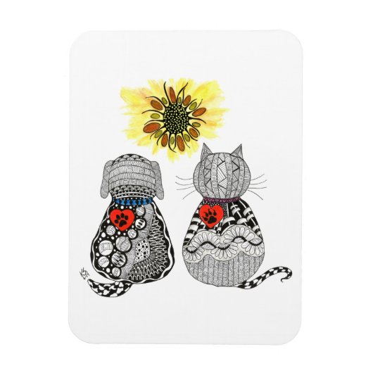 Dog en Cat Magnet 3"x4" Magneet (Verticaal)