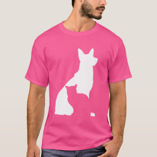 Dog en Cat Silhouette Hondenliefhebber Cat Lover D T-shirt