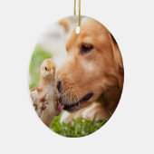 Dog en Chick Keramisch Ornament (Rechts)