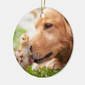 Dog en Chick Keramisch Ornament (Links)