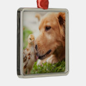 Dog en Chick Metalen Ornament (Rechts)