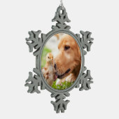 Dog en Chick Tin Sneeuwvlok Ornament (Links)
