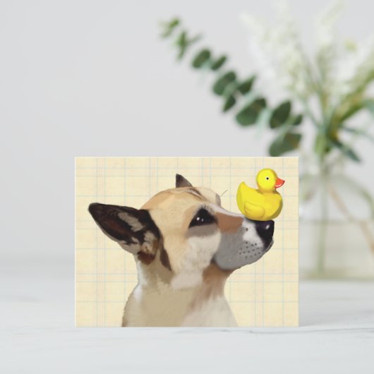 Dog en Duck Briefkaart (Staand voorkant)
