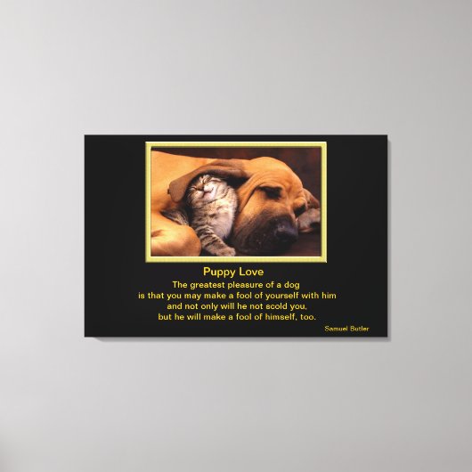 Dog en Kitten in de liefde Canvas Afdruk (Voorkant)