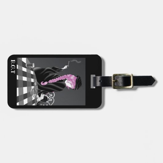 Dog en Lady in het Bagagelabel van het café (Voorkant horizontaal)