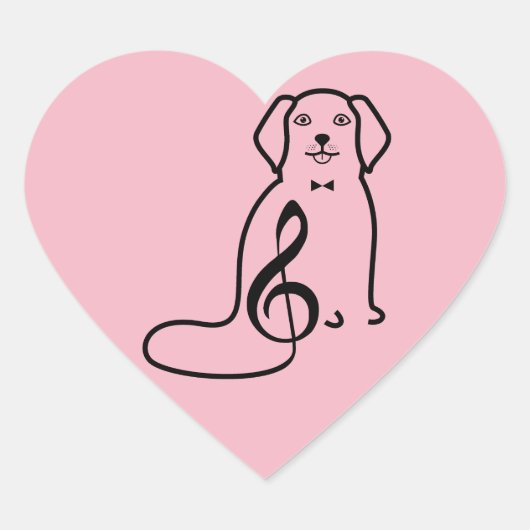 DOG EN MUZIEKNOOT HART STICKER (Voorkant)