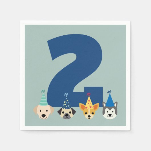 Dog en Puppy Birthday Party Napkins Servet (Voorkant)
