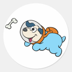 Dog- en ruimtepak   achtergrondkleur kiezen ronde sticker