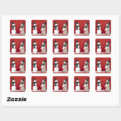 Dog en Snowman Vierkante Sticker (Vel)