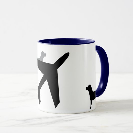 Dog en vliegtuig mok (Voorkant rechts)