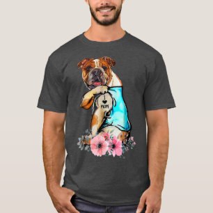 Dog English Bulldog I Love mama Tattoo Moederdag T-shirt