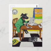 Dog Enjoing Coffee en Donuts Briefkaart (Voorkant / Achterkant)