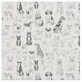 Dog Fabric - ontwerp van zwarte en witte honden, h Stof