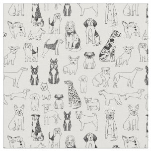 Dog Fabric - ontwerp van zwarte en witte honden, h Stof