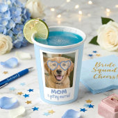 Dog Face Bachelorette Cups Fun Dusty Blue Papieren Bekers