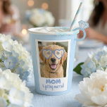 Dog Face Bachelorette Cups Fun Dusty Blue Papieren Bekers<br><div class="desc">!!!!ADD YOUR DOG’S PHOTO FACE, POSITION THE SUNGLASSES, AND YOU’RE DONE! IF YOU'D LIKE TO CHANGE THE SUNGLASSES FRAME COLOR, SIMPLY UNGROUP THAT LAYER.!!!! Celebrate the bride-to-be with these adorable custom dog face bachelorette party cups – the perfect gift for a blue coastal bachelorette party or dusty blue themed bridal...</div>