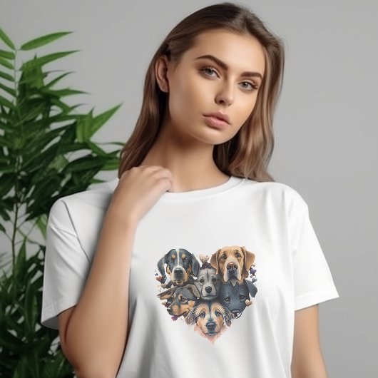 Dog Face Heart Collage T-shirt