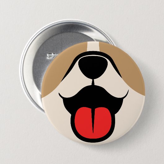 Dog Face Ronde Button 7,6 Cm (Voorkant /achterkant)