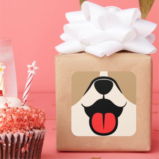 Dog Face Vierkante Sticker (Feest)
