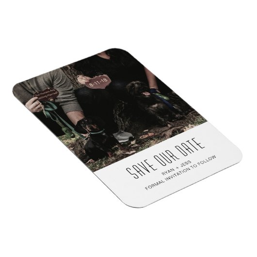 Dog Family Photo Unique Save the Date Magneet (Rechterzijde)