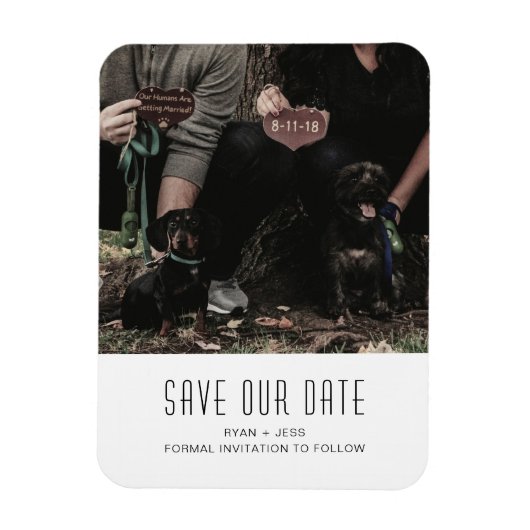 Dog Family Photo Unique Save the Date Magneet (Verticaal)