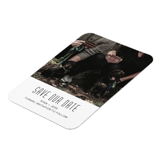 Dog Family Photo Unique Save the Date Magneet (Linkerzijde)