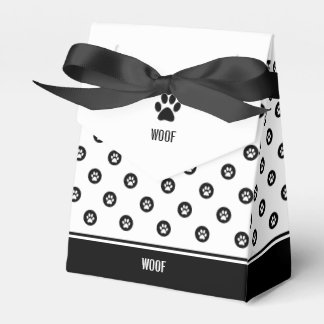 Dog Favor Box Zwart-wit Paw Print Favor Box Bedankdoosjes