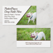 Dog Field Hire Puppy Park Visitekaartje (Voorkant / Achterkant)