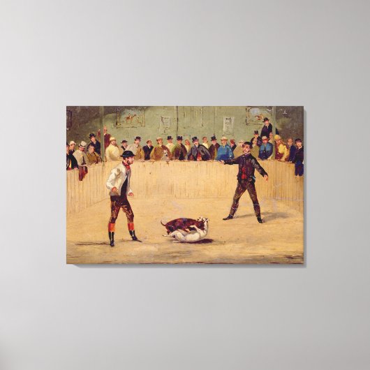 Dog Fighting (olie op papier) Canvas Afdruk (Voorkant)