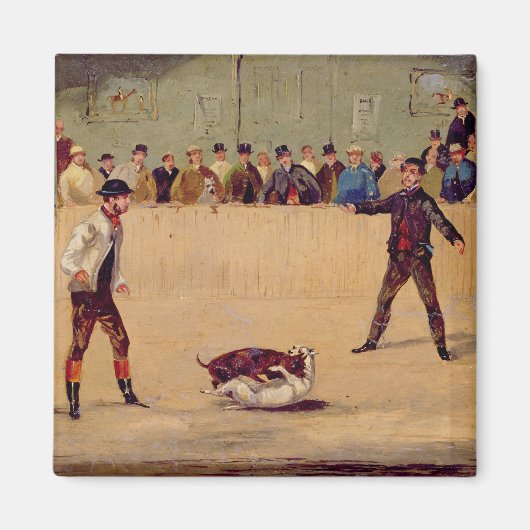 Dog Fighting (olie op papier) Magneet (Voorkant)
