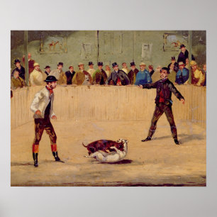 Dog Fighting (olie op papier) Poster