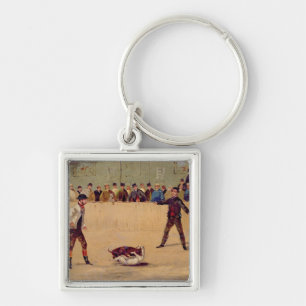 Dog Fighting (olie op papier) Sleutelhanger