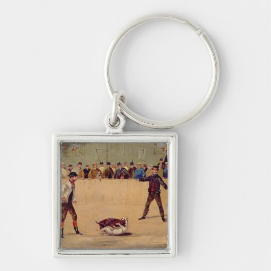 Dog Fighting (olie op papier) Sleutelhanger (Voorkant)