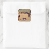 Dog Fighting (olie op papier) Vierkante Sticker (Tas)
