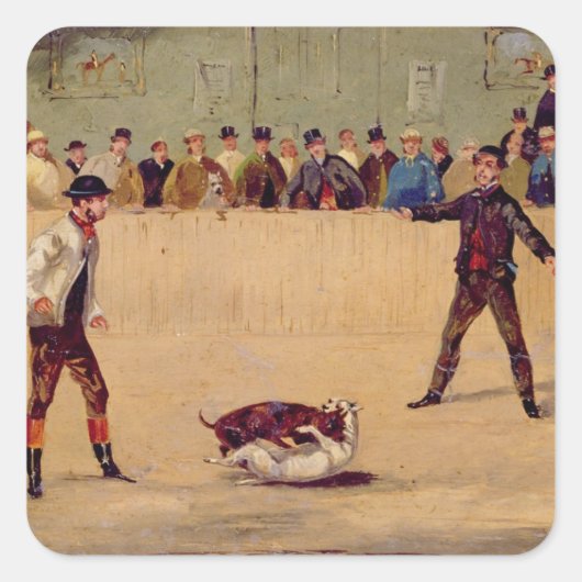 Dog Fighting (olie op papier) Vierkante Sticker (Voorkant)